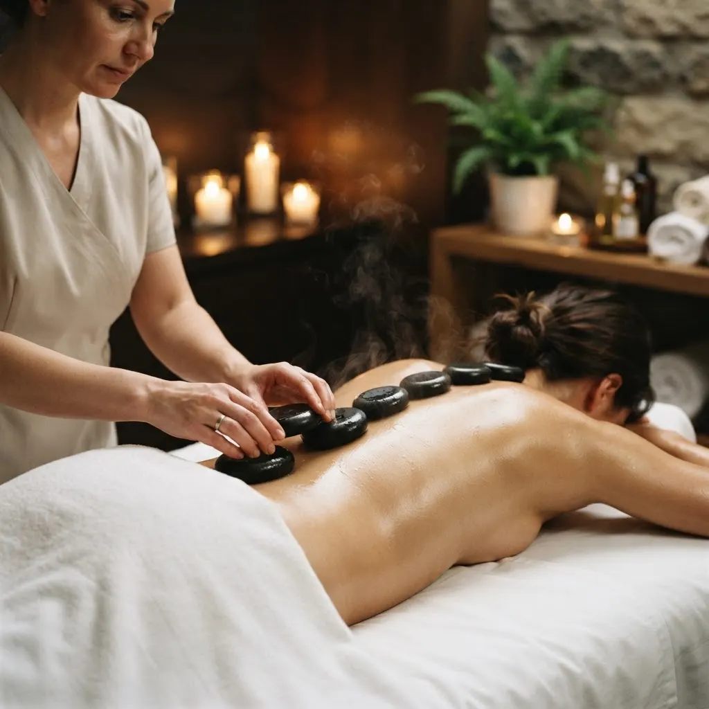 Hot stone massage with heated basalt stones at Qin Spa Tanjong Katong