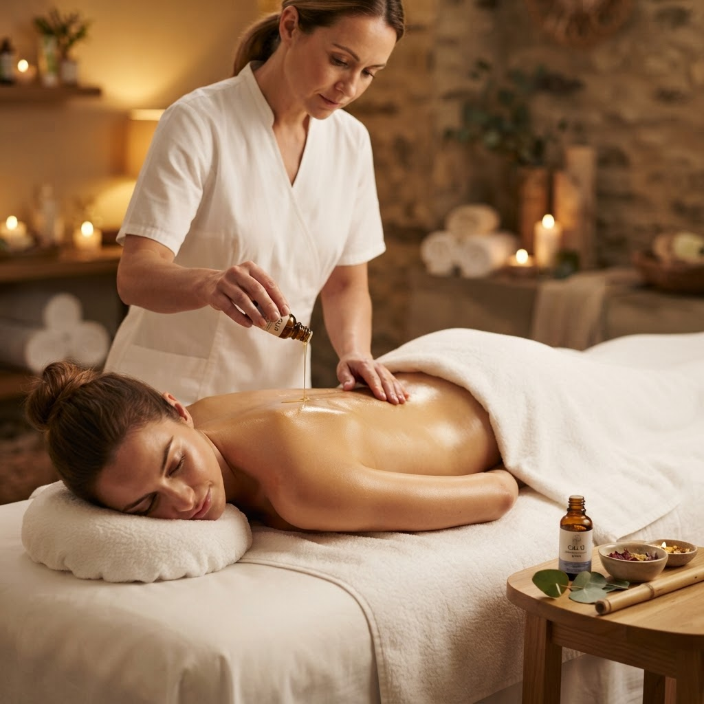 Aromatherapy oil massage with warm oils at Qin Spa in Katong